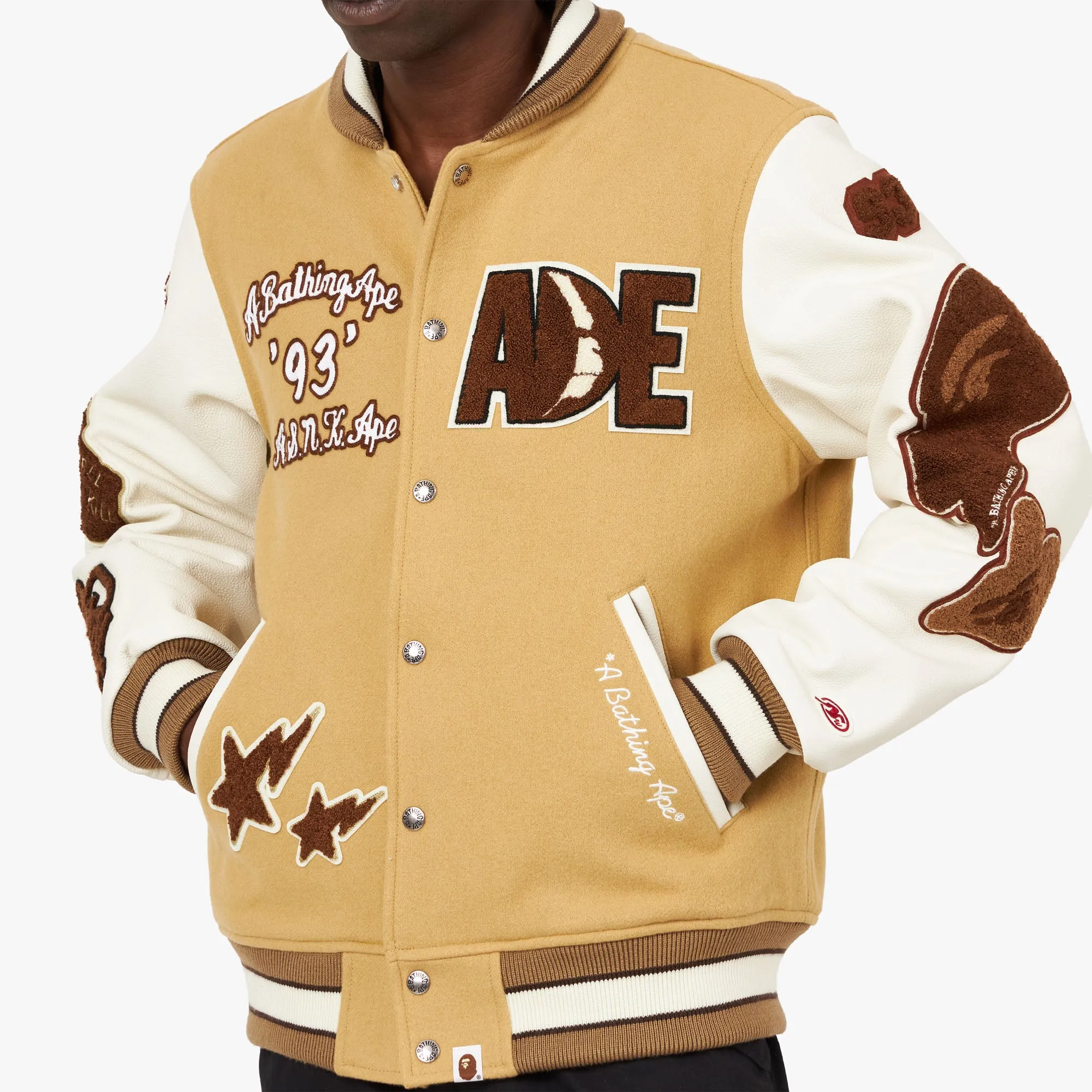 BAPE Multi Motif Varsity Jacket / Beige sold by Livestock product image thumbnail 2