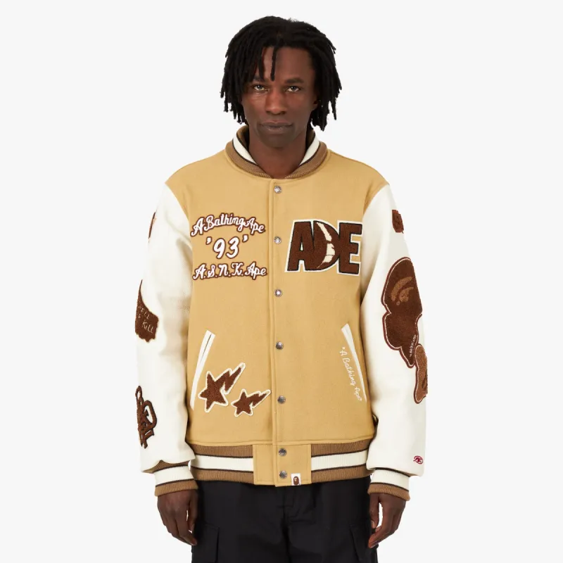 BAPE Multi Motif Varsity Jacket / Beige sold by Livestock