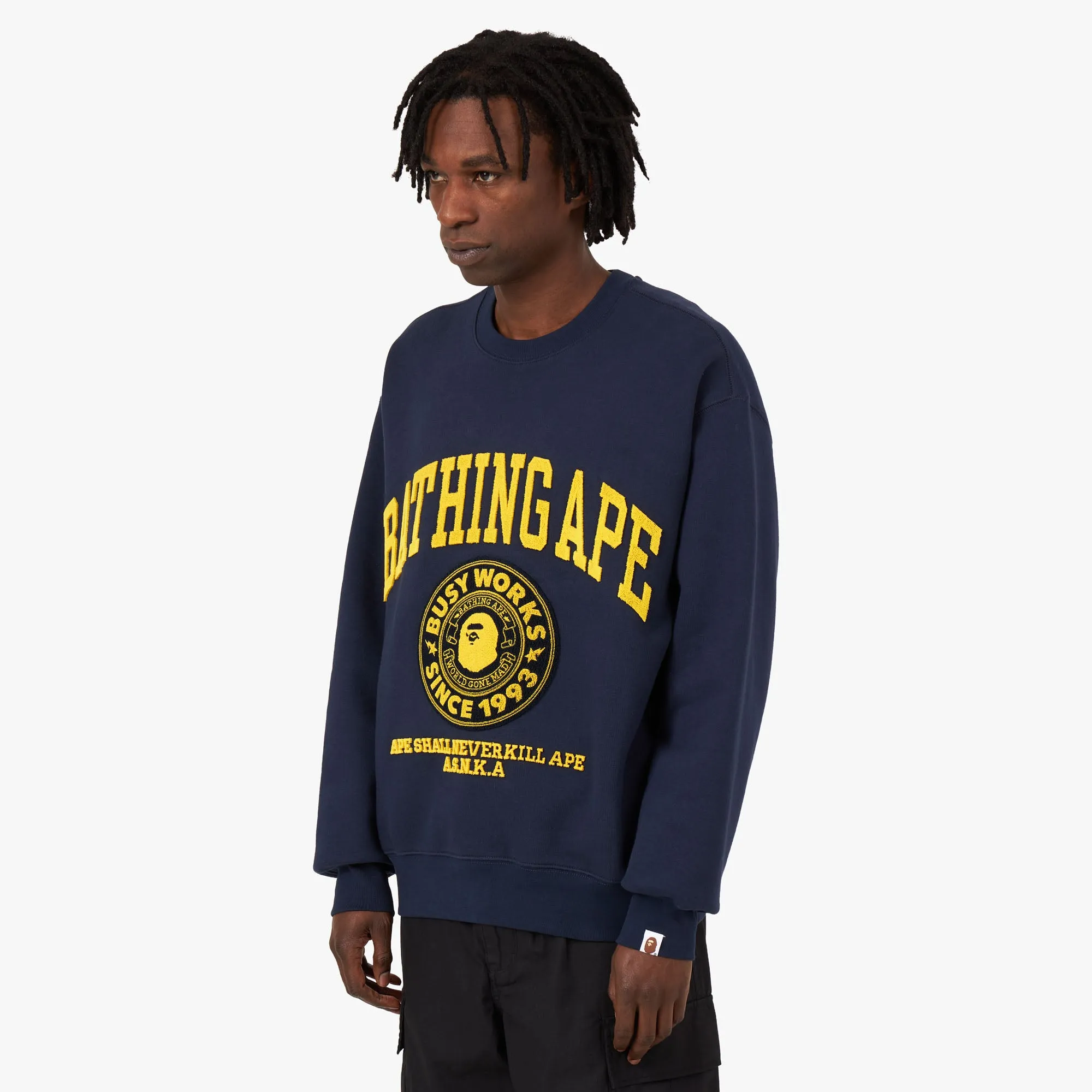 BAPE College Graphic Crewneck / Navy sold by Livestock product image thumbnail 2