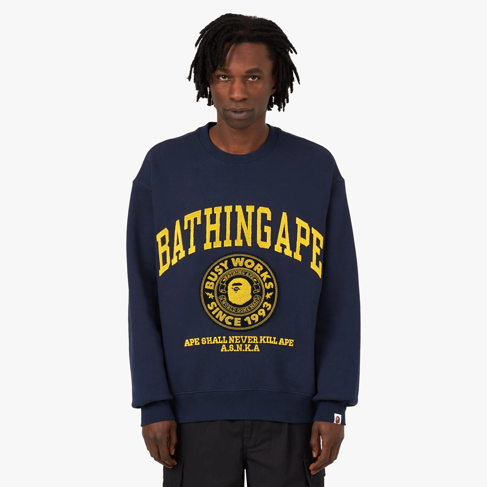 BAPE College Graphic Crewneck / Navy sold by Livestock