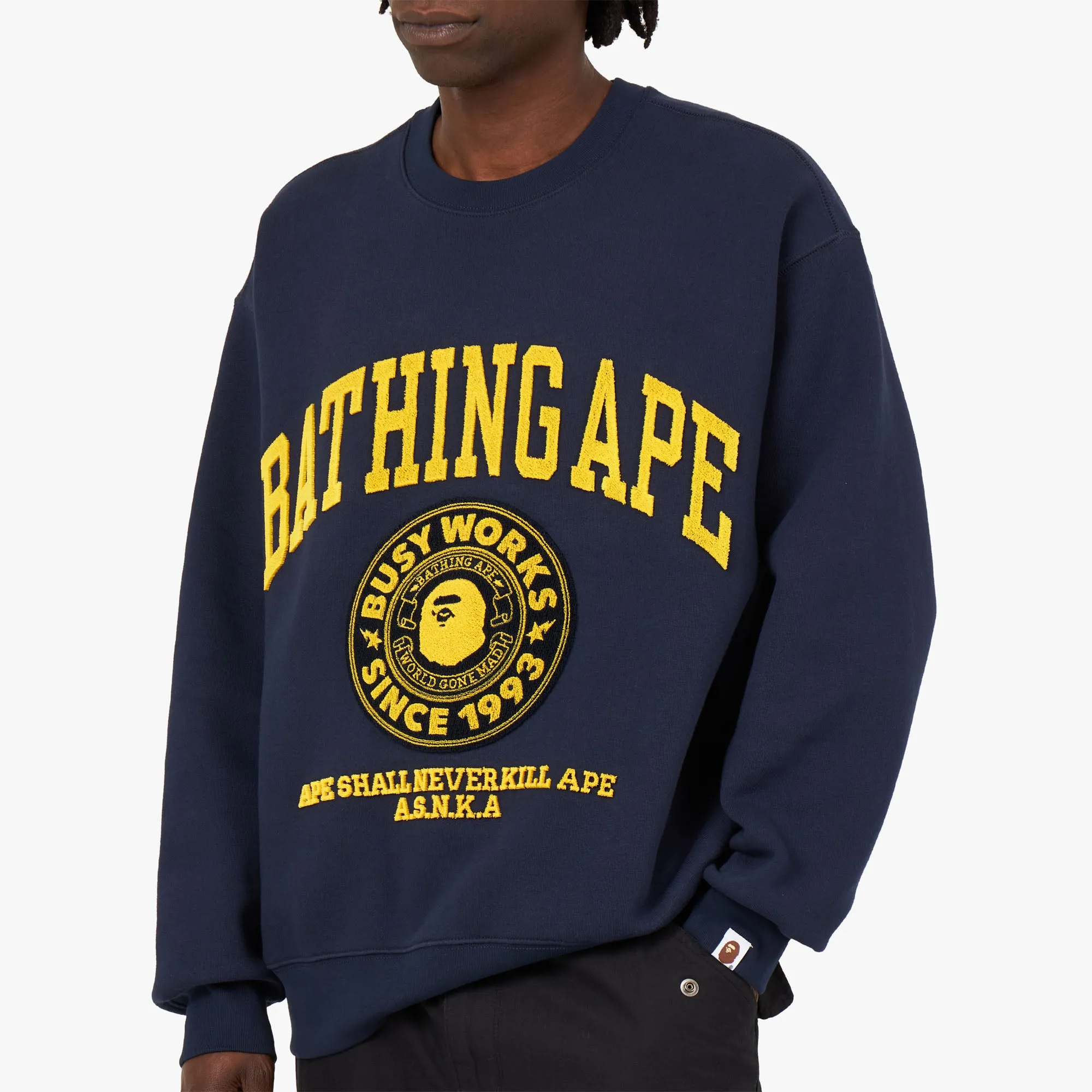 BAPE College Graphic Crewneck / Navy sold by Livestock product image thumbnail 4