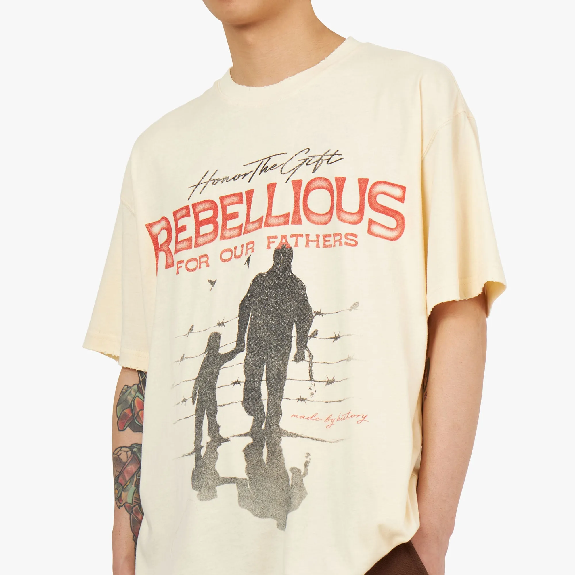 Honor The Gift Rebellious For Our Father T-shirt / Bone sold by Livestock product image thumbnail 4