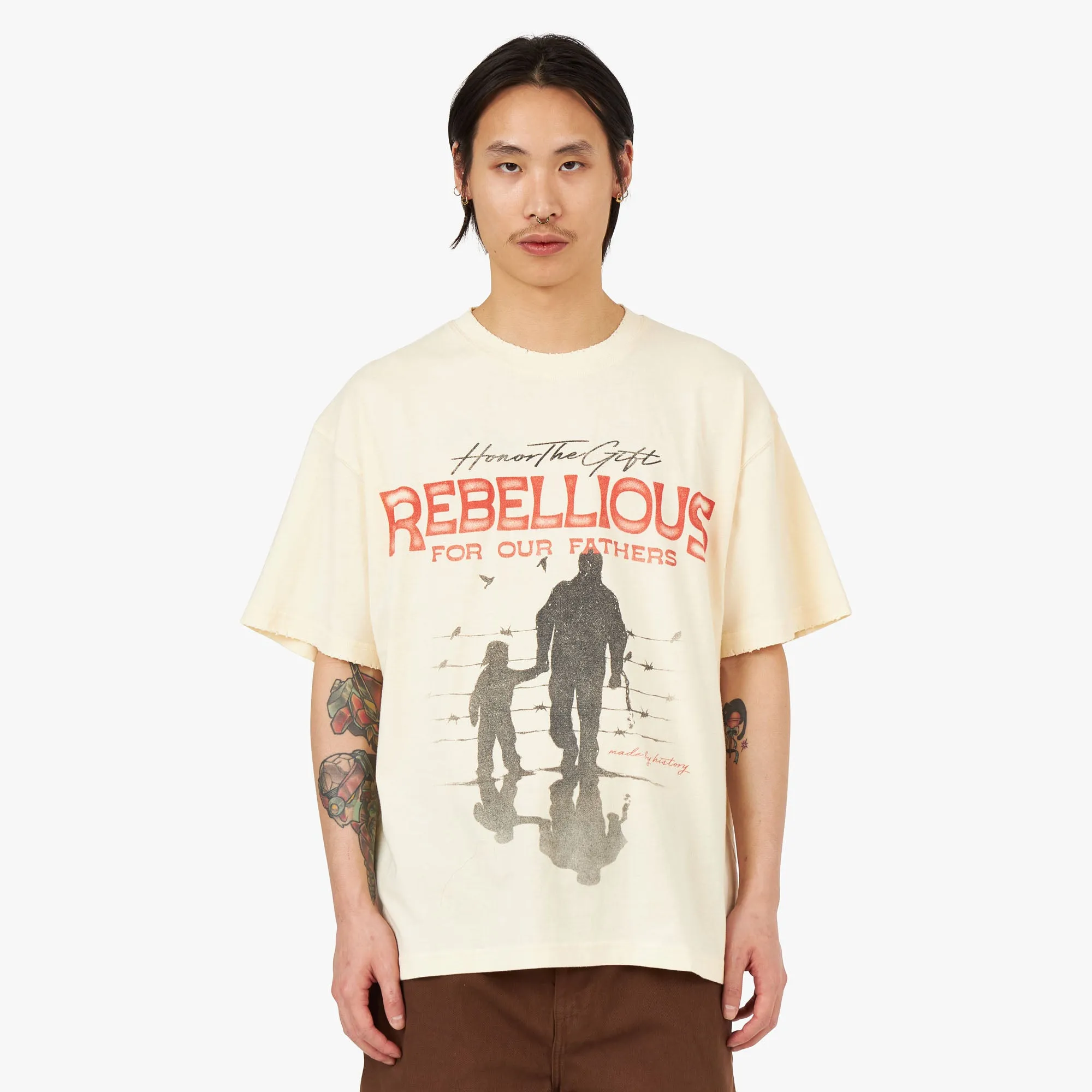 Honor The Gift Rebellious For Our Father T-shirt / Bone sold by Livestock