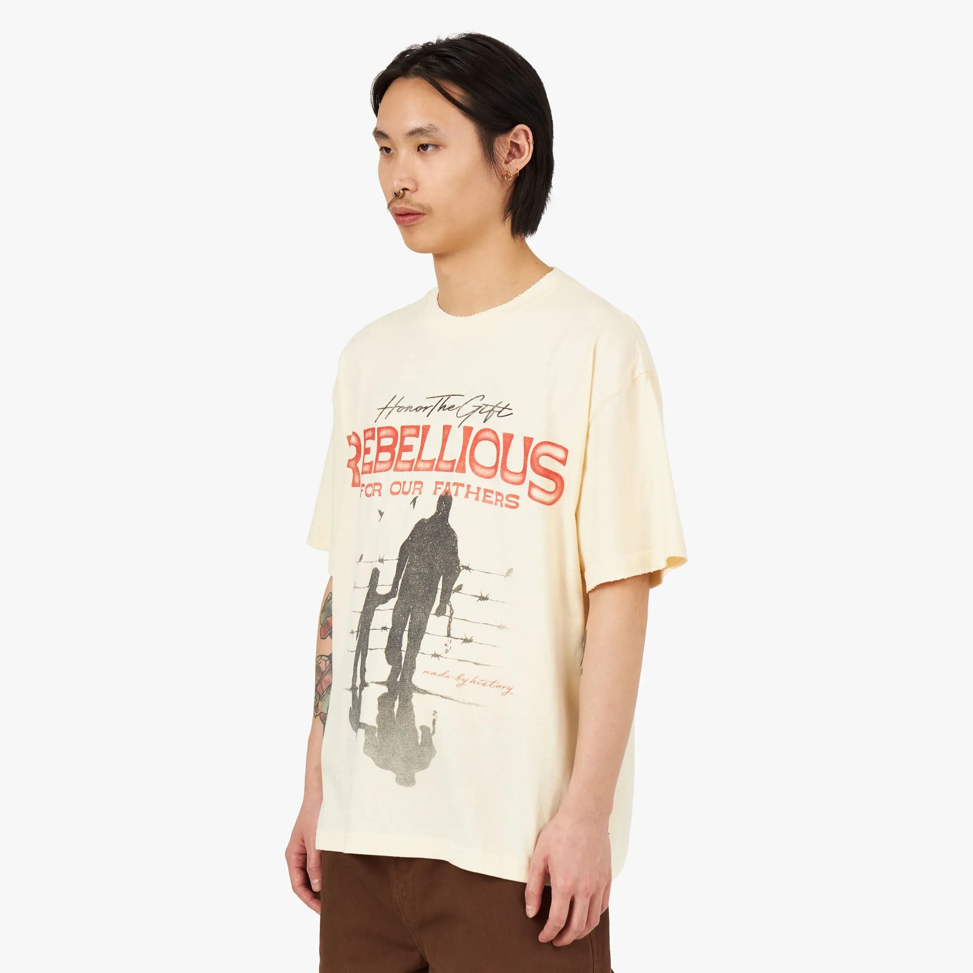 Honor The Gift Rebellious For Our Father T-shirt / Bone sold by Livestock product image thumbnail 2