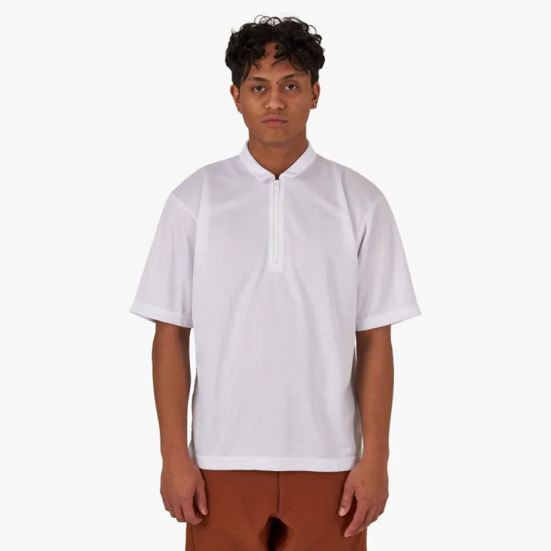 Whim Pindot Mesh 1/4 Zip Golf Shirt / White made by Livestock