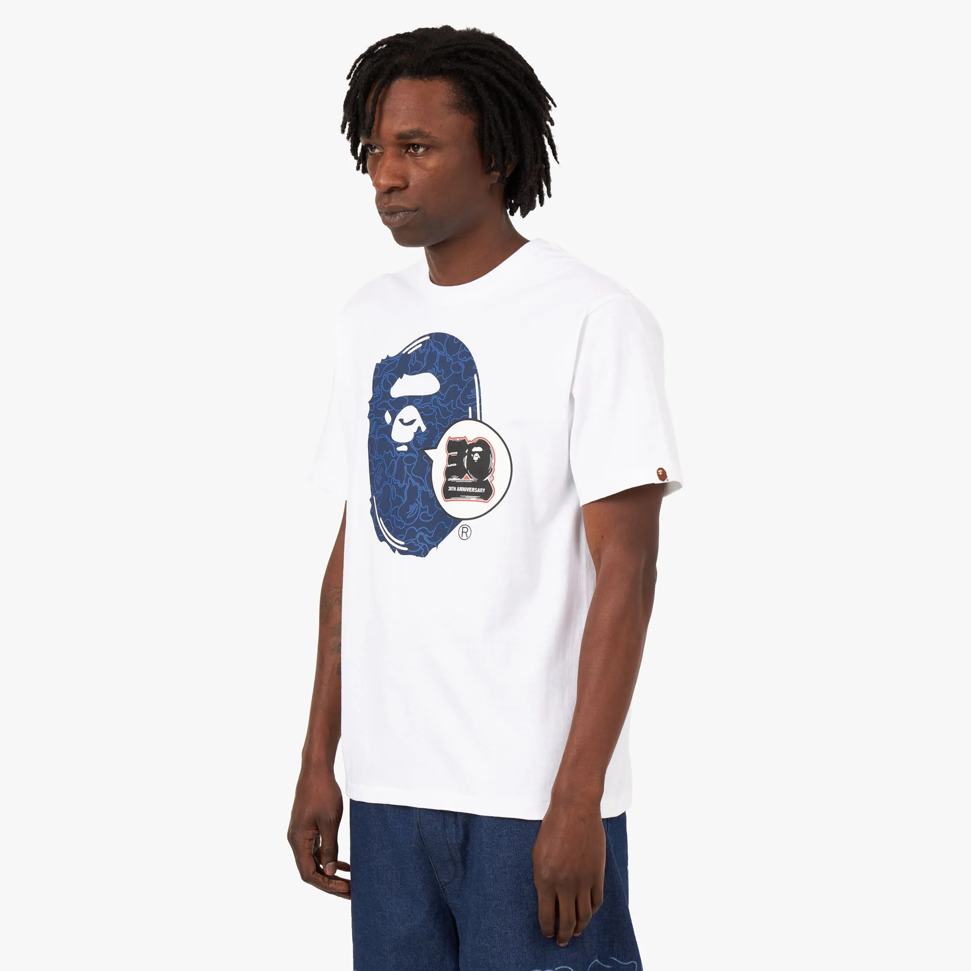 BAPE 30th Anniversary Ape Head T-shirt White / Navy sold by Livestock product image thumbnail 2