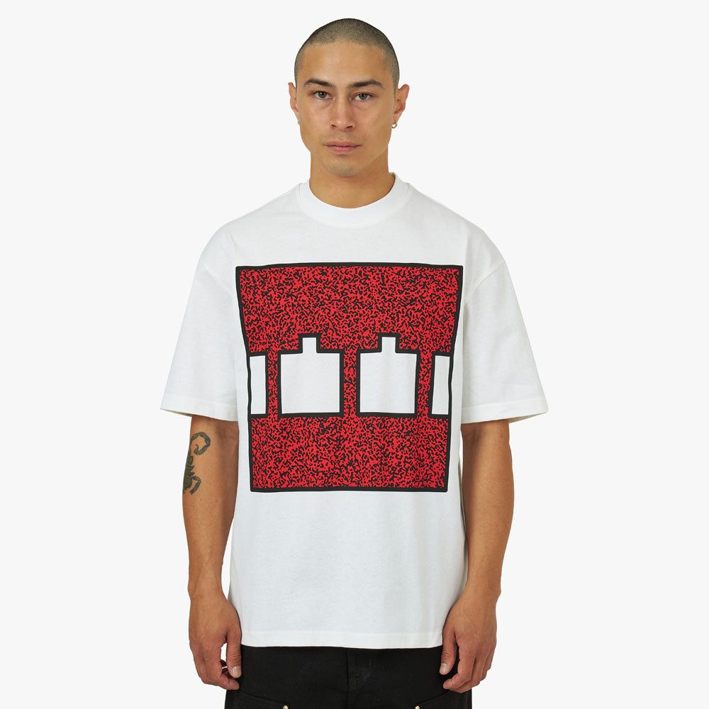 The Trilogy Tapes Block Noise 45 T-shirt Red / White sold by Livestock