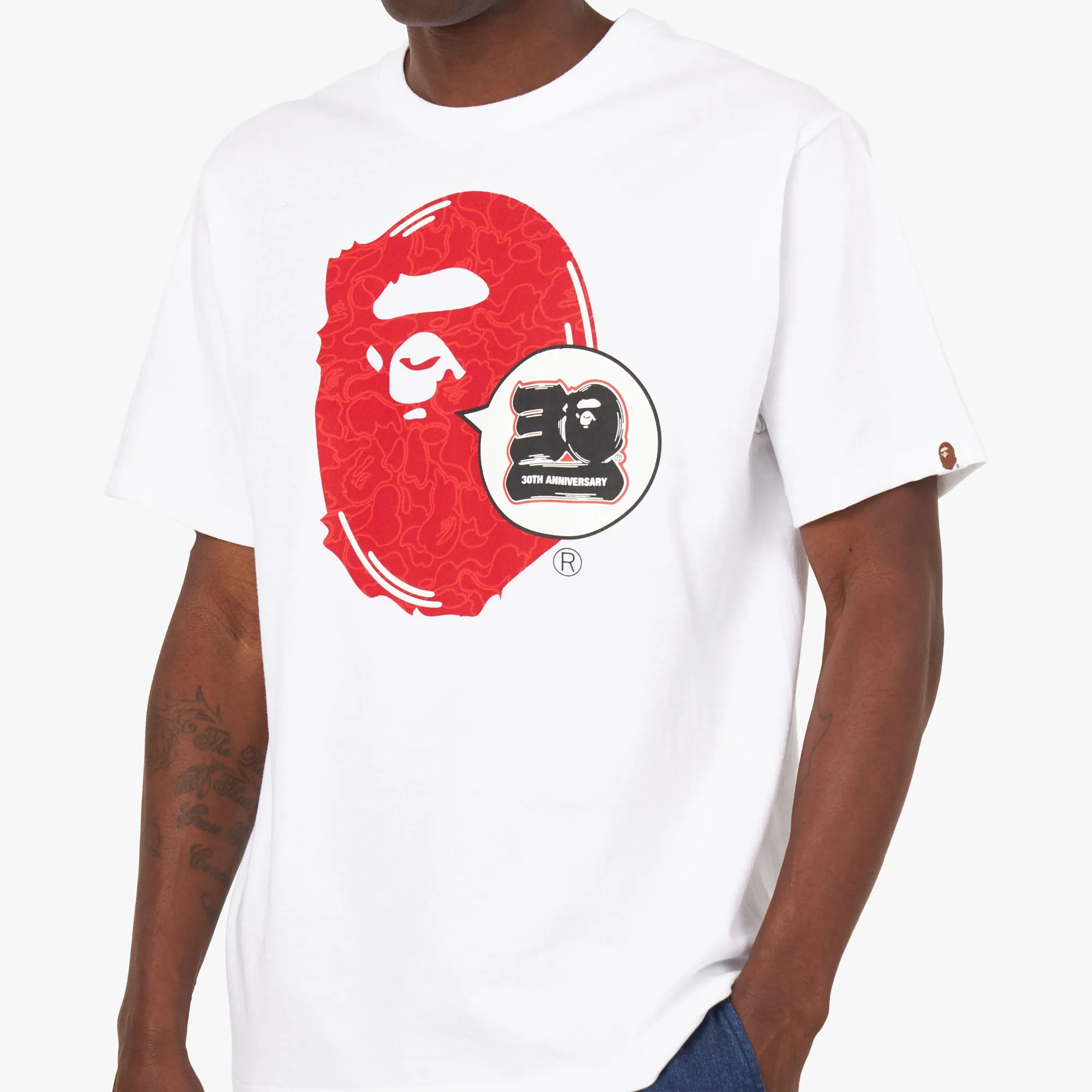 BAPE 30th Anniversary Ape Head T-shirt White / Red sold by Livestock product image thumbnail 4