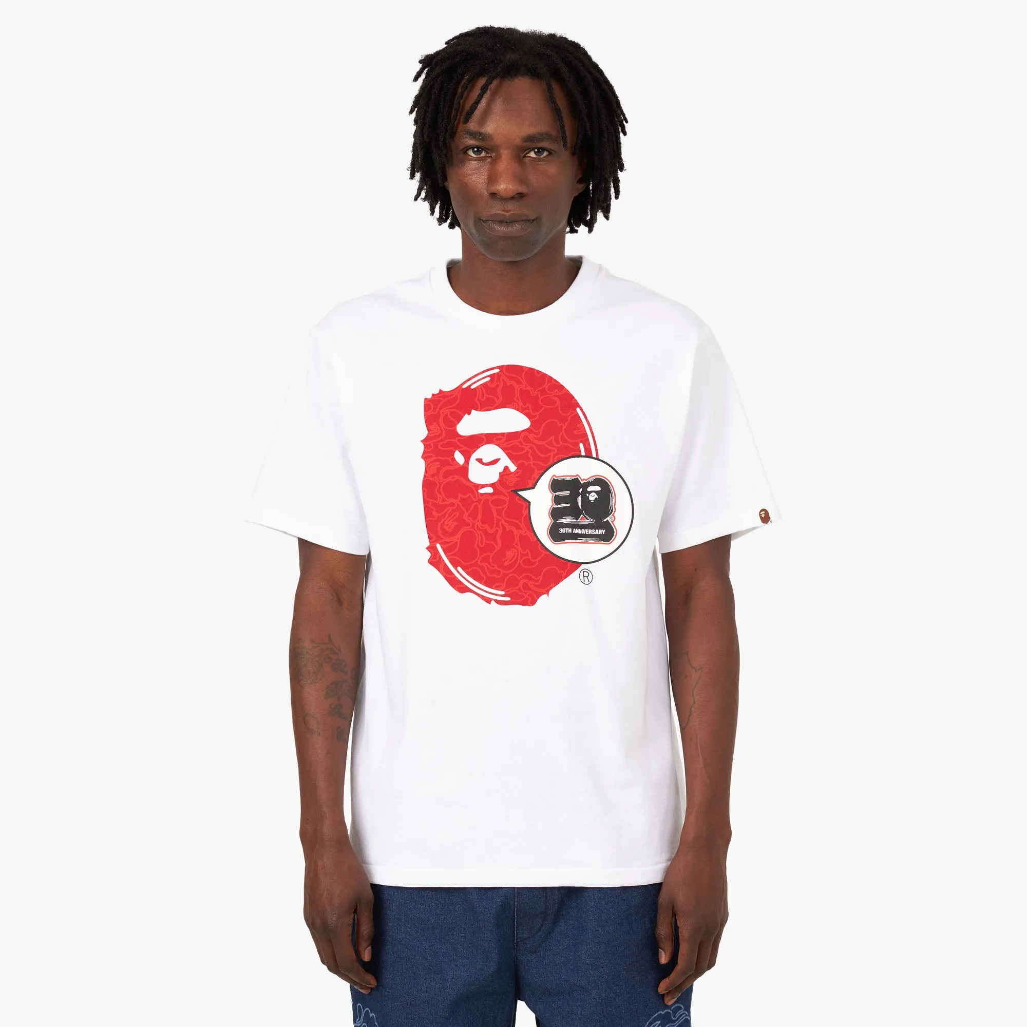 BAPE 30th Anniversary Ape Head T-shirt White / Red sold by Livestock