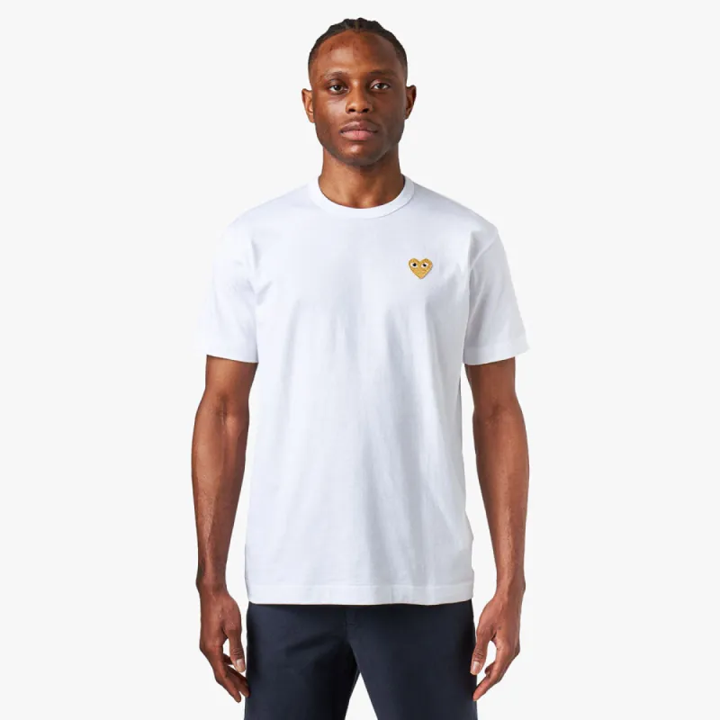 COMME des GARÇONS PLAY Gold Heart T-shirt / White sold by Livestock