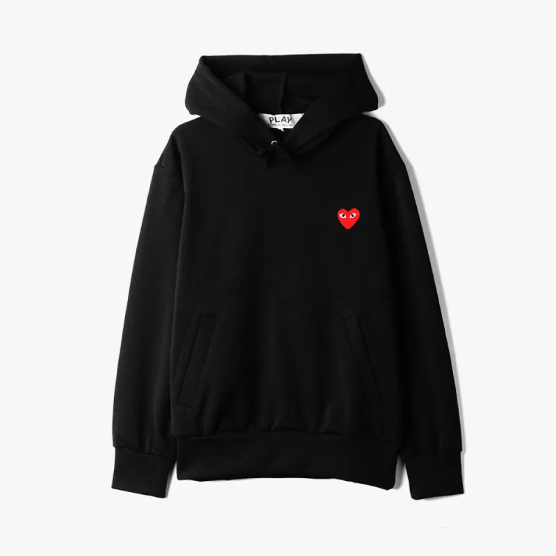 COMME des GARÇONS PLAY Red Heart Pullover Hoodie / Black sold by Livestock
