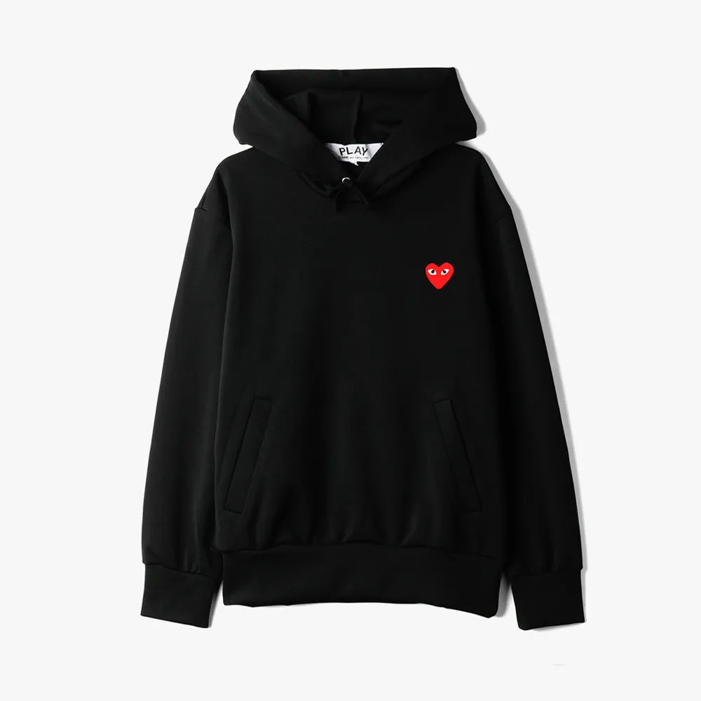 COMME des GARÇONS PLAY Red Heart Pullover Hoodie / Black sold by Livestock