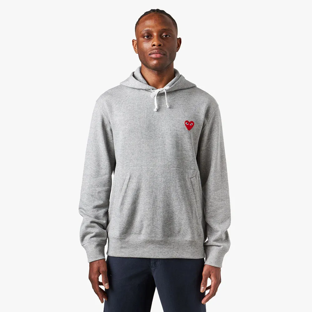 COMME des GARÇONS PLAY Red Heart Pullover Hoodie / Grey sold by Livestock