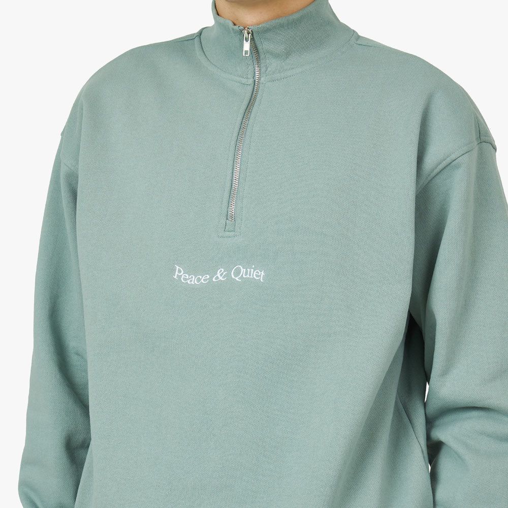 Museum Of Peace & Quiet Wordmark Quarter Zip / Sage sold by Livestock product image thumbnail 4