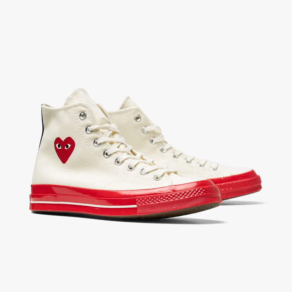 Converse x COMME des GAR�ONS PLAY Chuck Taylor Hi Off White / Red Sole sold by Livestock product image thumbnail 3