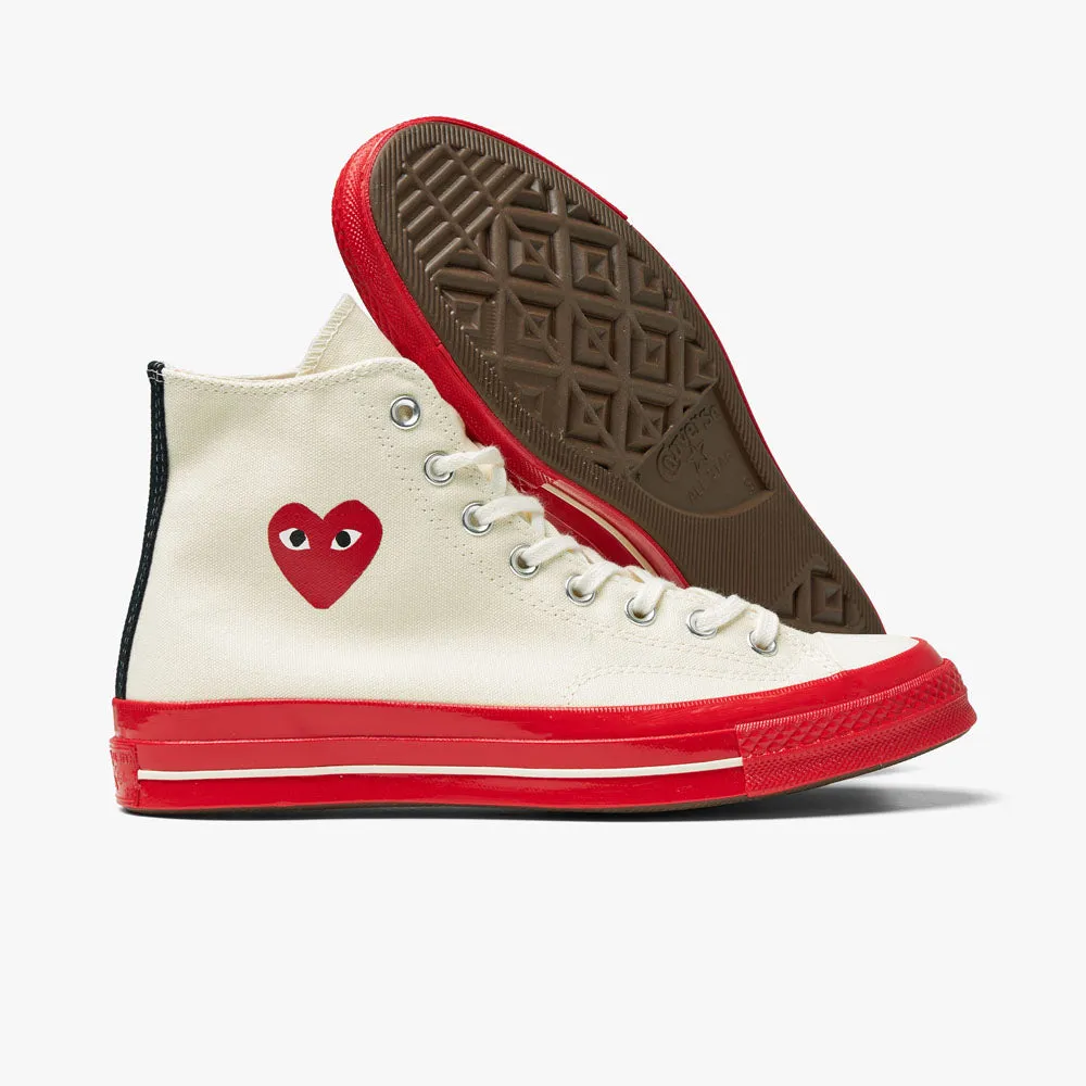 Converse x COMME des GAR�ONS PLAY Chuck Taylor Hi Off White / Red Sole sold by Livestock product image thumbnail 2
