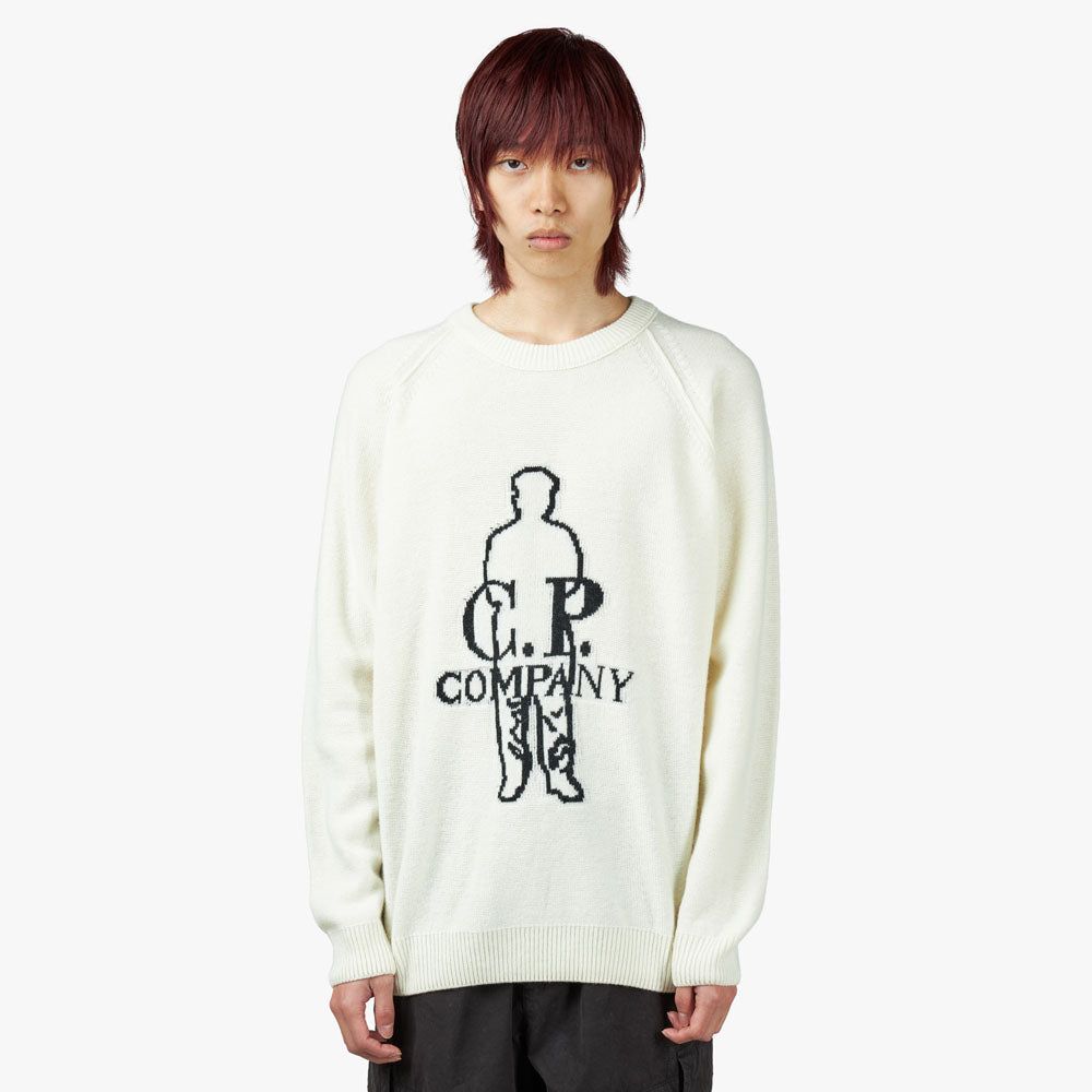 C.P. Company Knitwear Crew Neck In Lambswool / Gauze sold by Livestock
