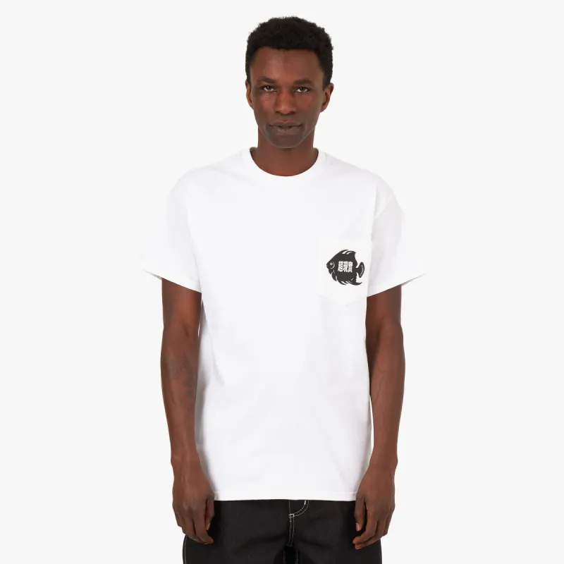 Sci-Fi Fantasy Fish Pocket T-shirt / White made by Livestock