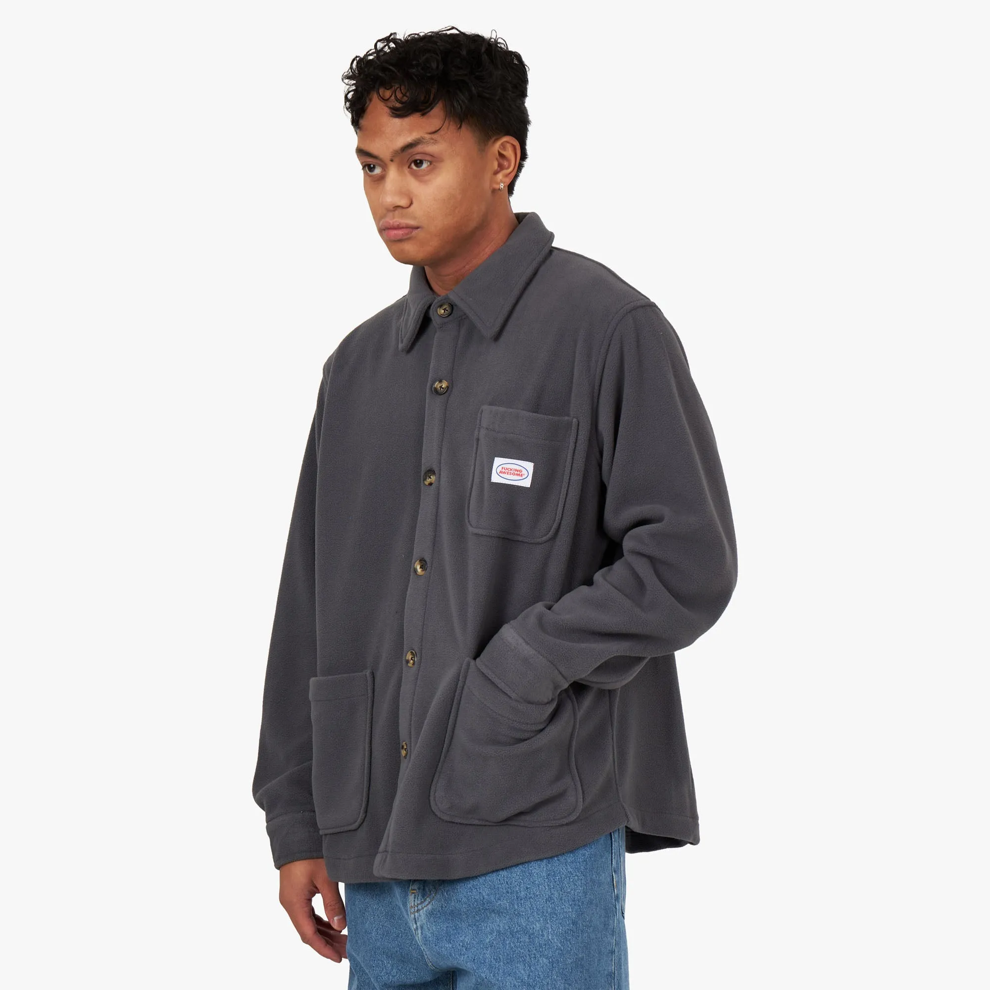 Fucking Awesome Polar Fleece Overshirt / Charcoal sold by Livestock product image thumbnail 4