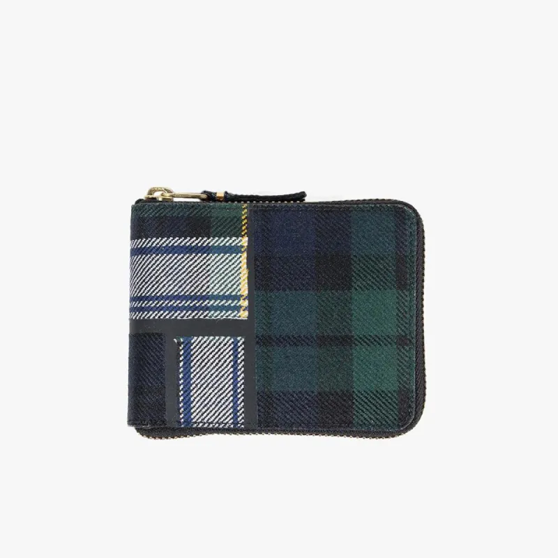 COMME des GARÇONS WALLET Tartan Patchwork Zip Wallet / Green sold by Livestock