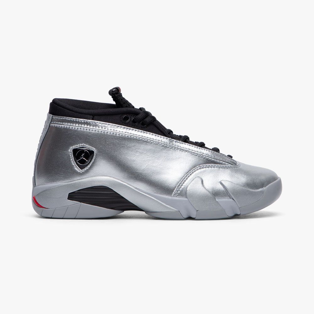 Jordan Women's 14 Retro Low Metallic Silver / Fire Red - Wolf Grey sold by Livestock