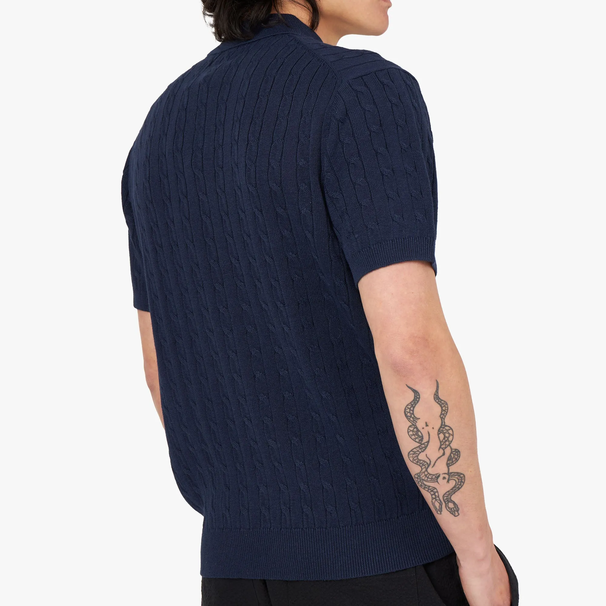 BEAMS PLUS Knit Polo Cable / Navy sold by Livestock product image thumbnail 5