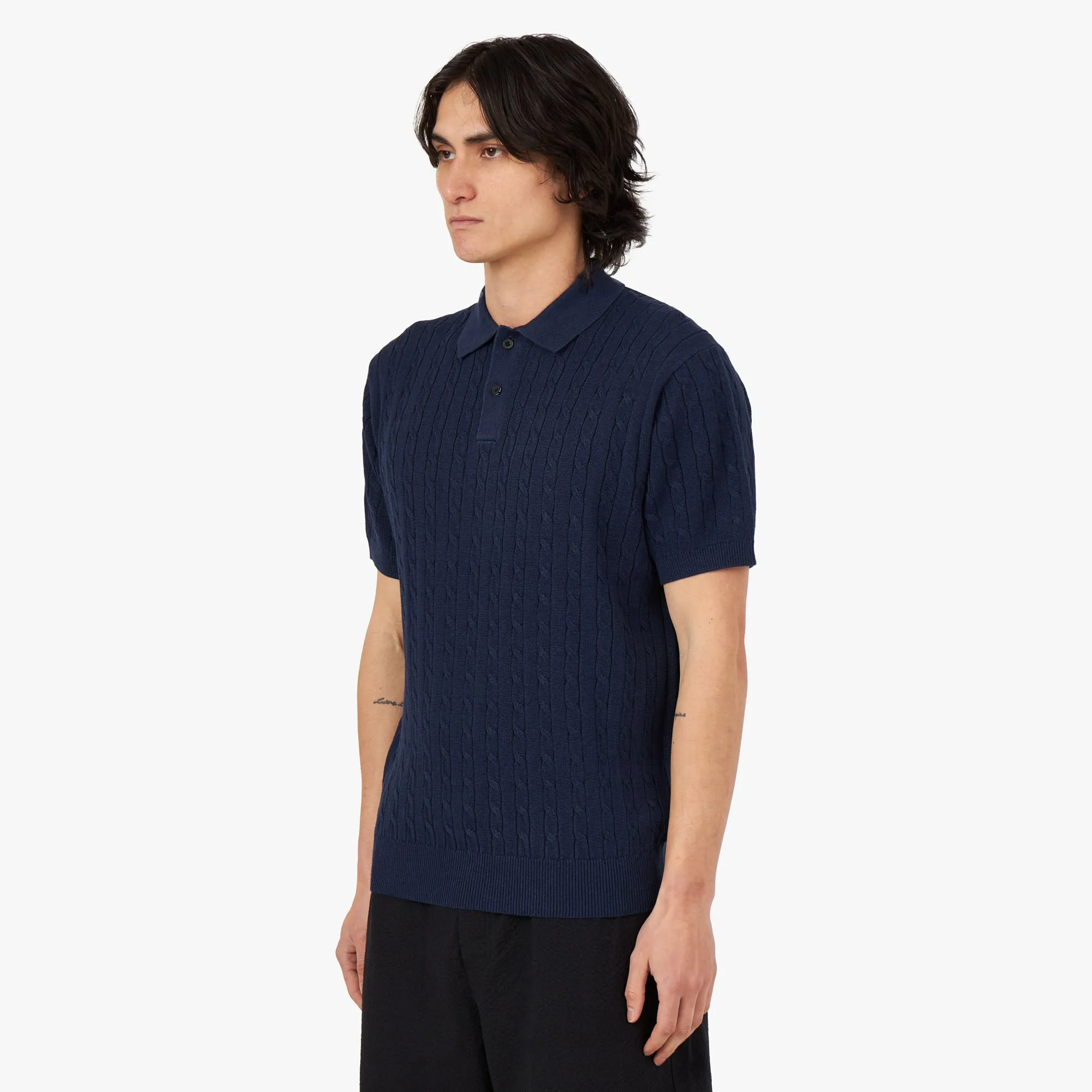 BEAMS PLUS Knit Polo Cable / Navy sold by Livestock product image thumbnail 2