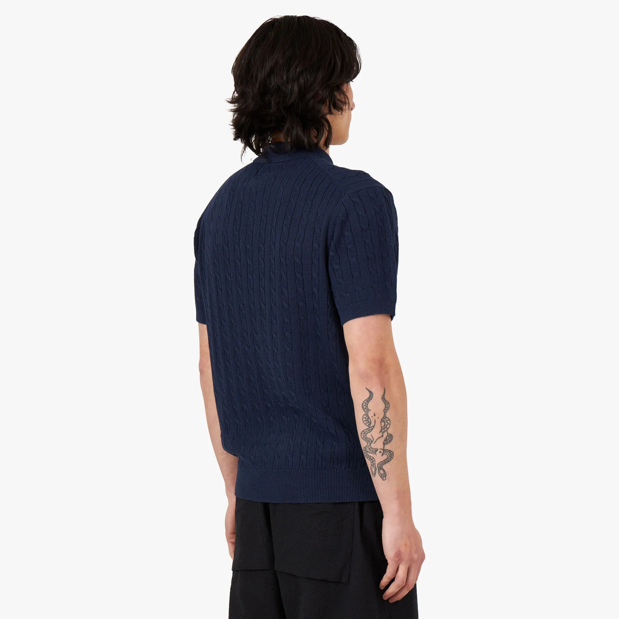 BEAMS PLUS Knit Polo Cable / Navy sold by Livestock product image thumbnail 3