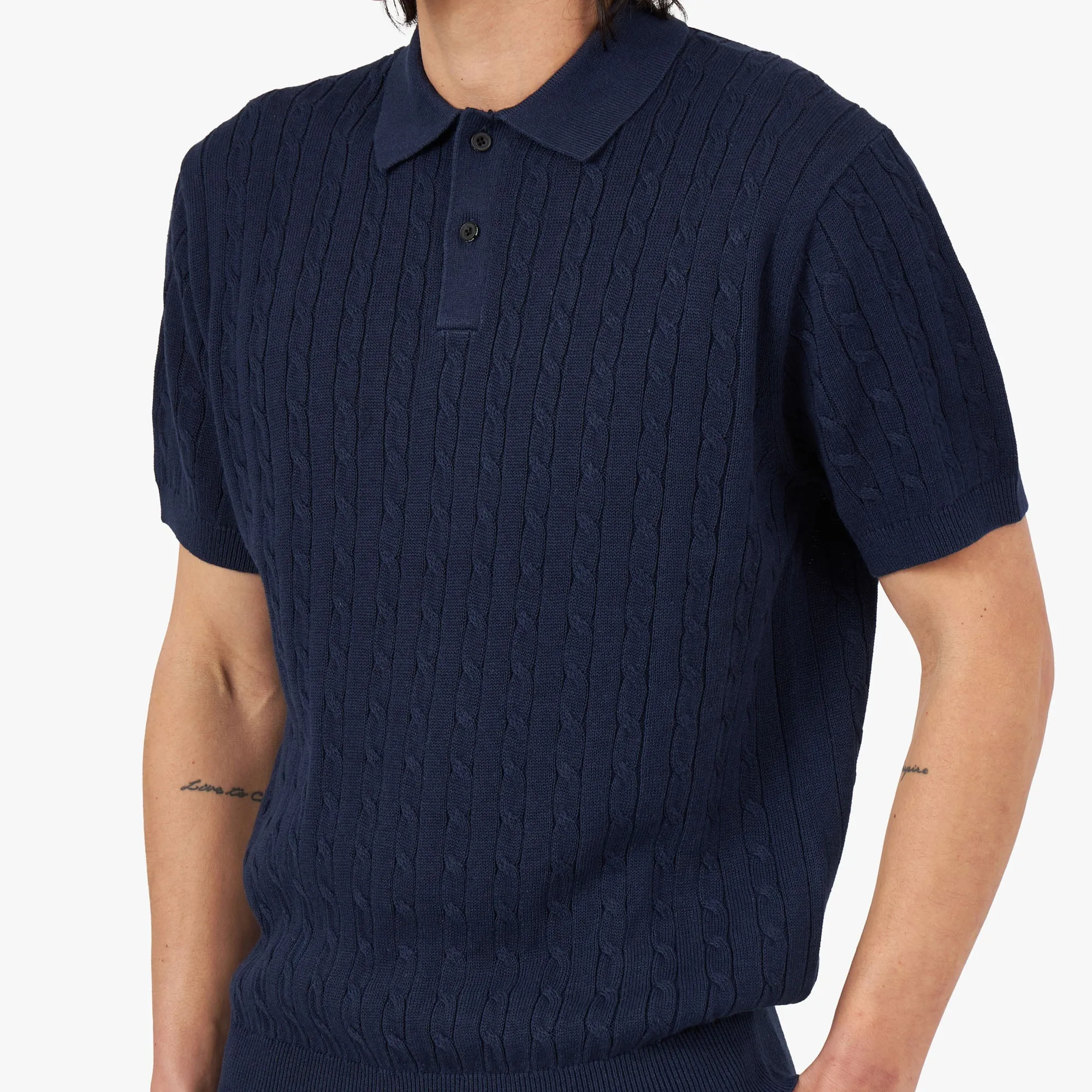 BEAMS PLUS Knit Polo Cable / Navy sold by Livestock product image thumbnail 4
