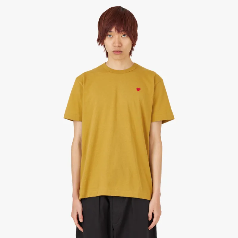 COMME des GARCONS PLAY Small Red Heart T-Shirt / Olive sold by Livestock
