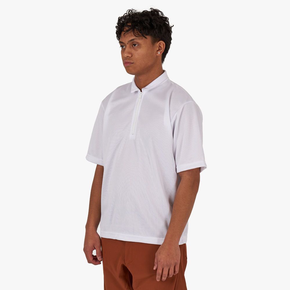 Whim Pindot Mesh 1/4 Zip Golf Shirt / White sold by Livestock product image thumbnail 2