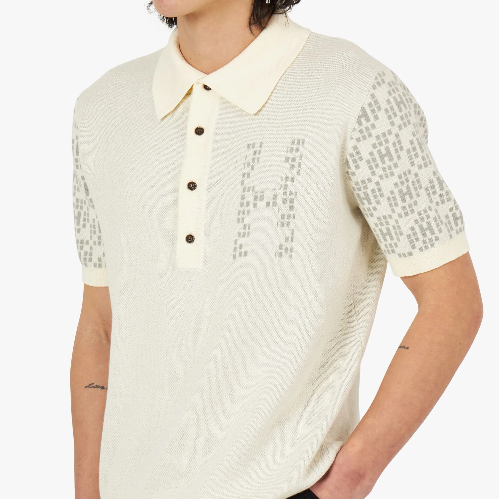 Honor The Gift Knit H Pattern Polo / Bone sold by Livestock product image thumbnail 4
