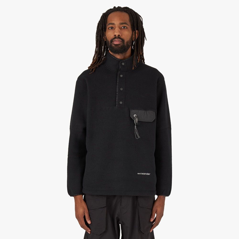 and wander Wool Fleece Pullover Crewneck / Black sold by Livestock