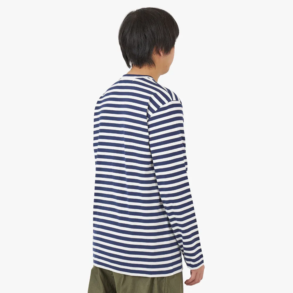 COMME des GARCONS PLAY Invader Heart Striped LS T-shirt Navy / White sold by Livestock product image thumbnail 3