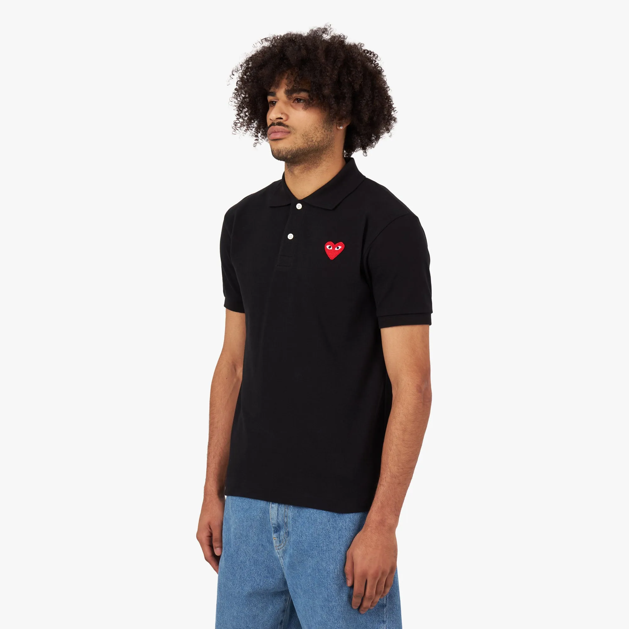 COMME des GARÇONS PLAY Red Heart Polo Shirt / Black sold by Livestock product image thumbnail 3