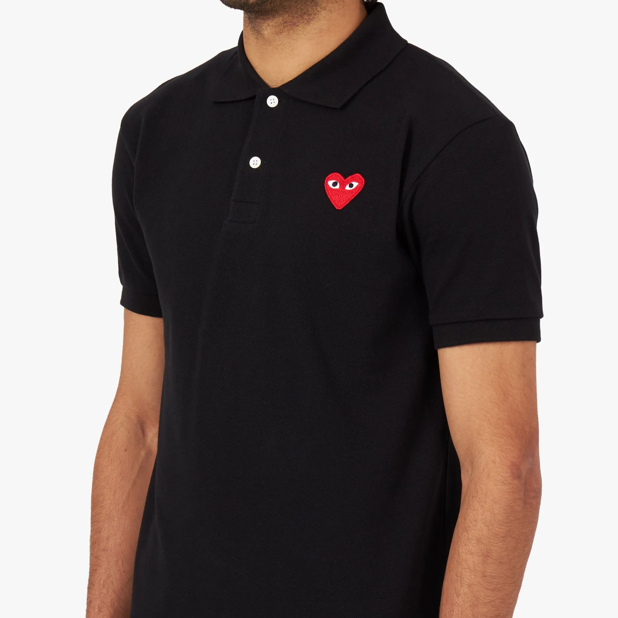 COMME des GARÇONS PLAY Red Heart Polo Shirt / Black sold by Livestock product image thumbnail 4