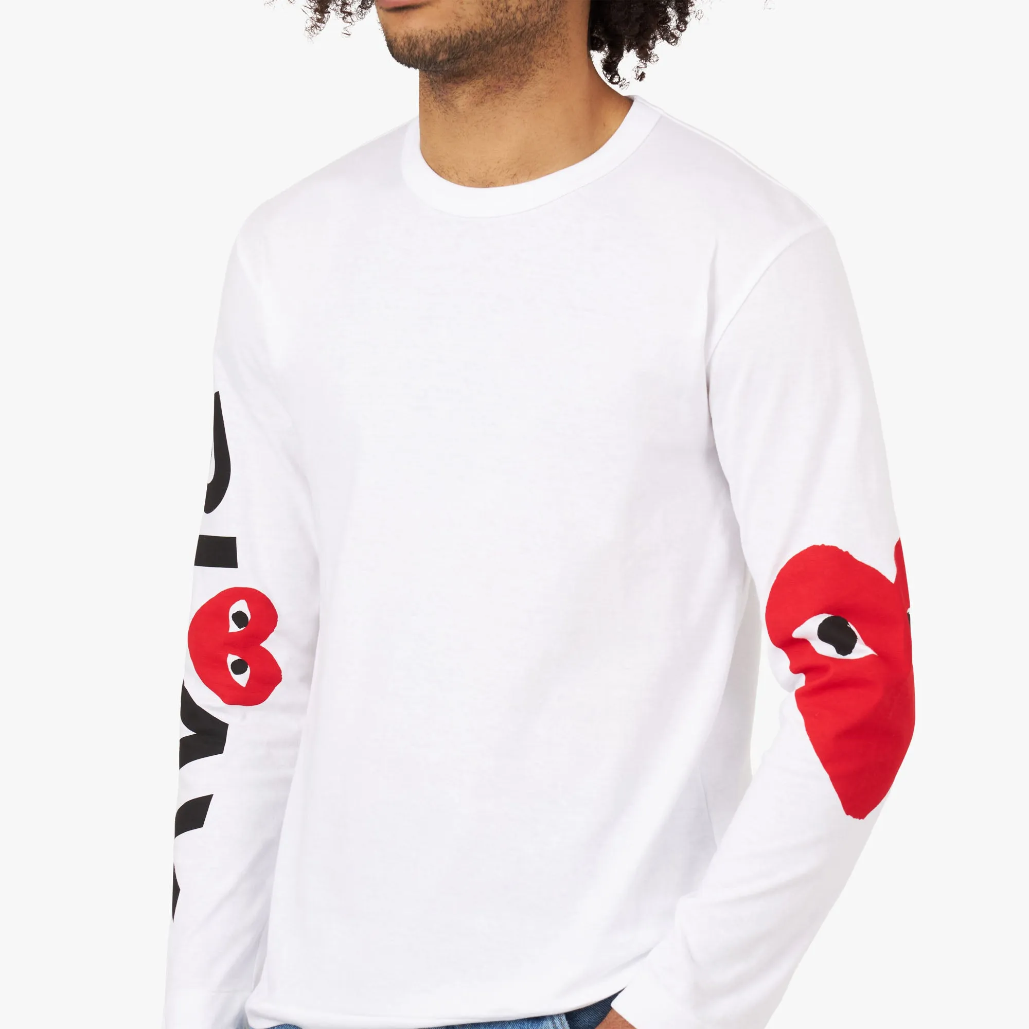 COMME des GARÇONS PLAY Logo Long Sleeve T-shirt / White sold by Livestock product image thumbnail 4