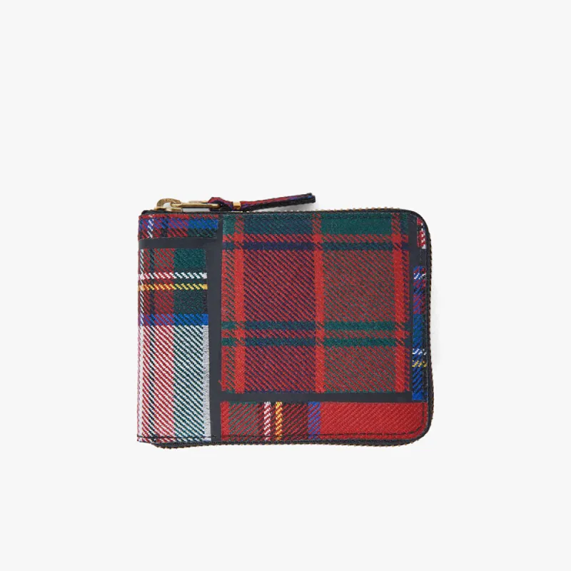 COMME des GARÇONS WALLET Tartan Patchwork Zip Wallet / Red sold by Livestock