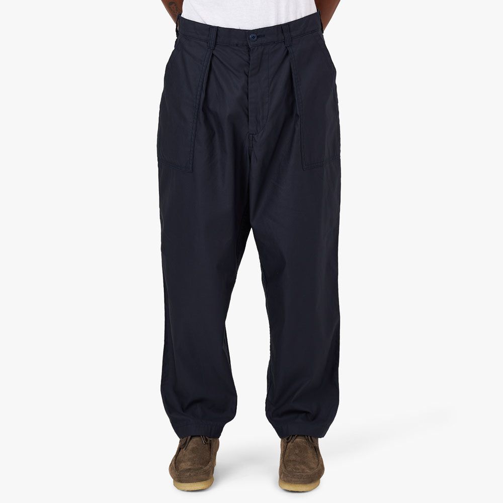 BEAMS PLUS 1Pleat Baker 80/3 Back Satin Pants / Navy sold by Livestock