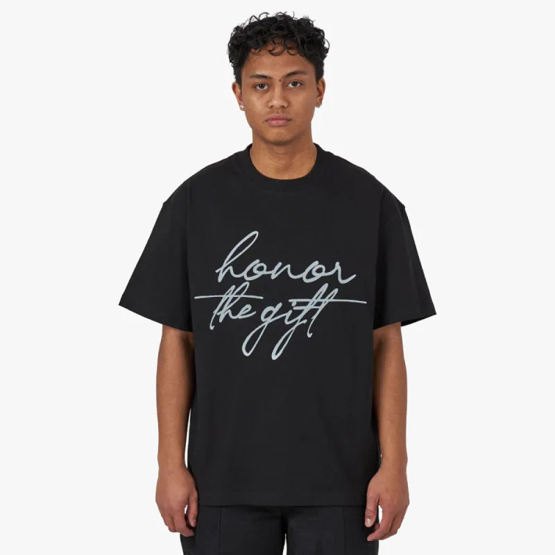 Honor The Gift HTG Script T-shirt / Black sold by Livestock