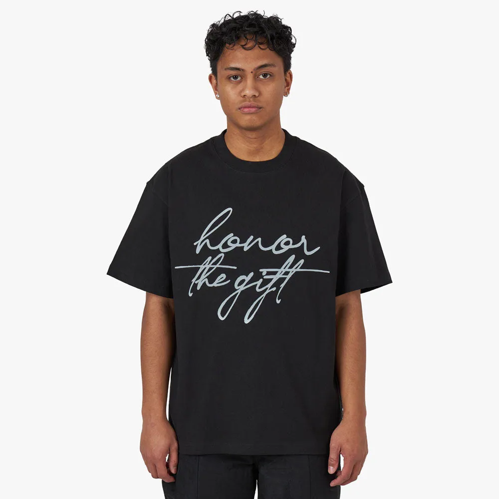 Honor The Gift HTG Script T-shirt / Black sold by Livestock
