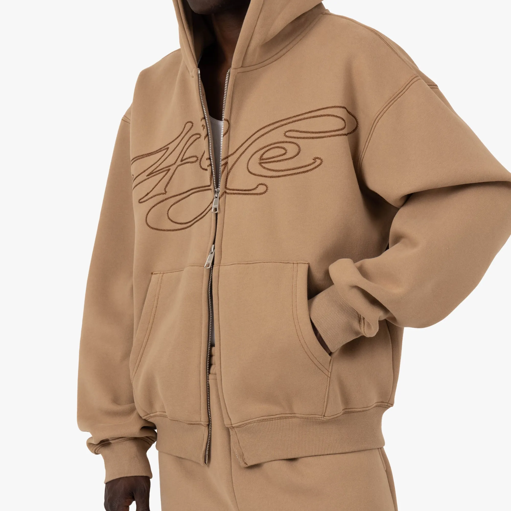 4YE Signature Logo Zip Hoodie Peanut / Brown sold by Livestock product image thumbnail 5