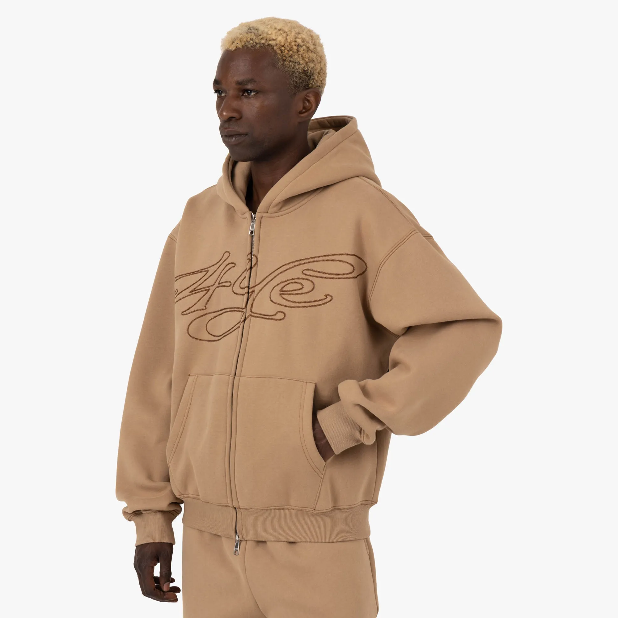 4YE Signature Logo Zip Hoodie Peanut / Brown sold by Livestock product image thumbnail 2