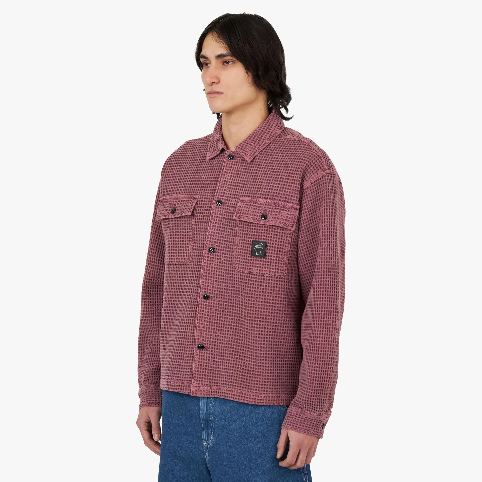 Brain Dead Waffle Button Front Shirt / Raspberry sold by Livestock product image thumbnail 2