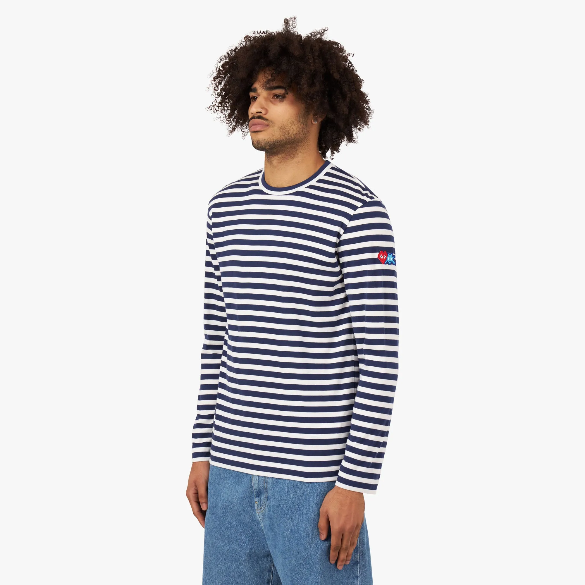 COMME des GARÇONS PLAY Invader Long Sleeve T-shirt Blue / White sold by Livestock product image thumbnail 2