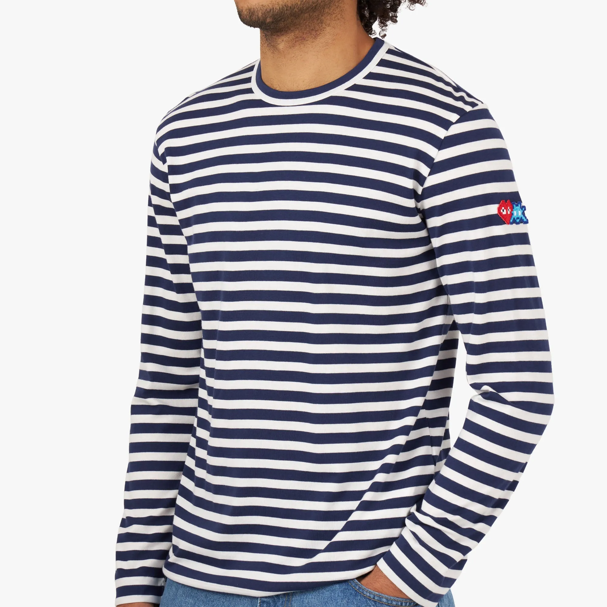 COMME des GARÇONS PLAY Invader Long Sleeve T-shirt Blue / White sold by Livestock product image thumbnail 4