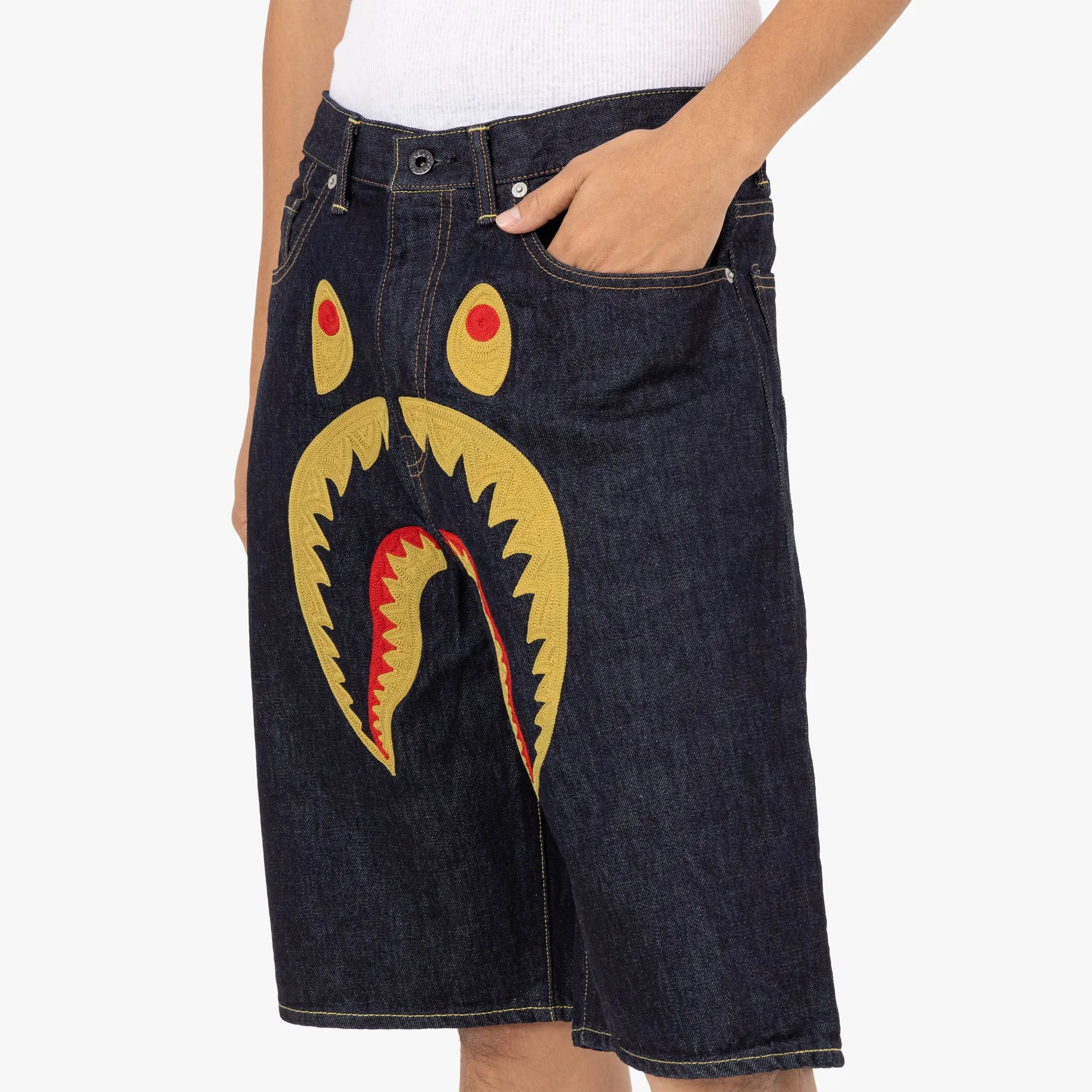 Bape Shark Denim Shorts / Indig sold by Livestock product image thumbnail 4
