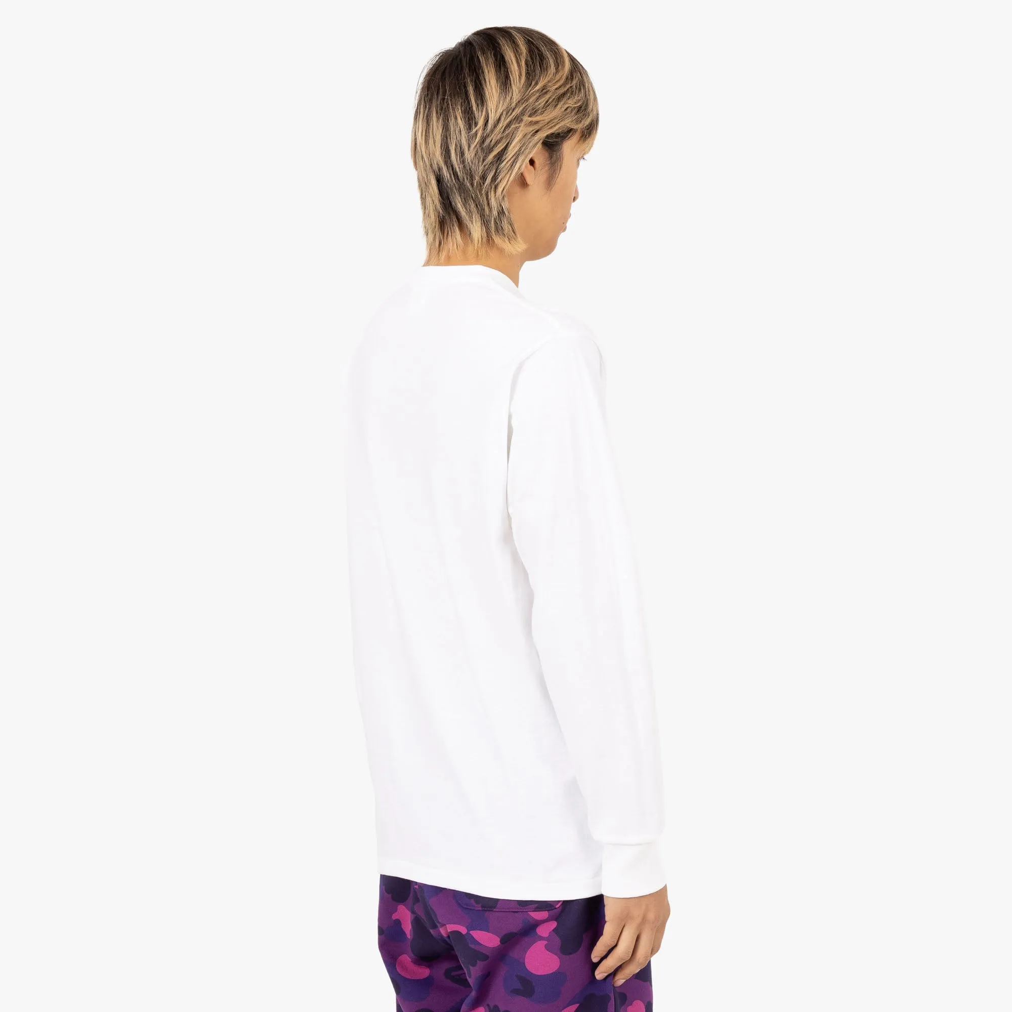 BAPE Liquid Camo College Long Sleeve Shirt / White sold by Livestock product image thumbnail 3