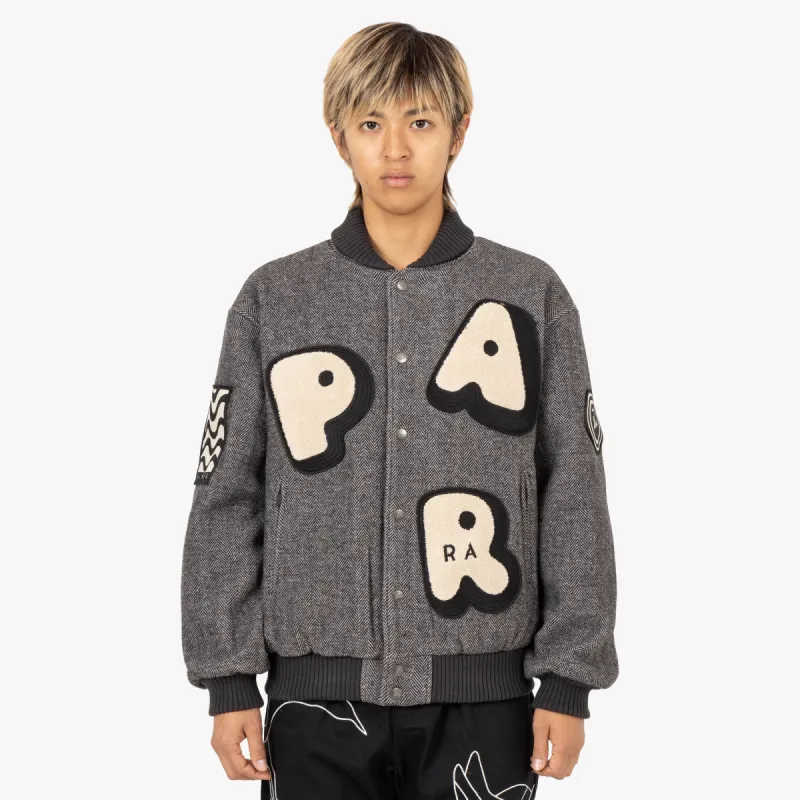 by Parra Rounded PAR Varsity Jacket / Dark Grey sold by Livestock