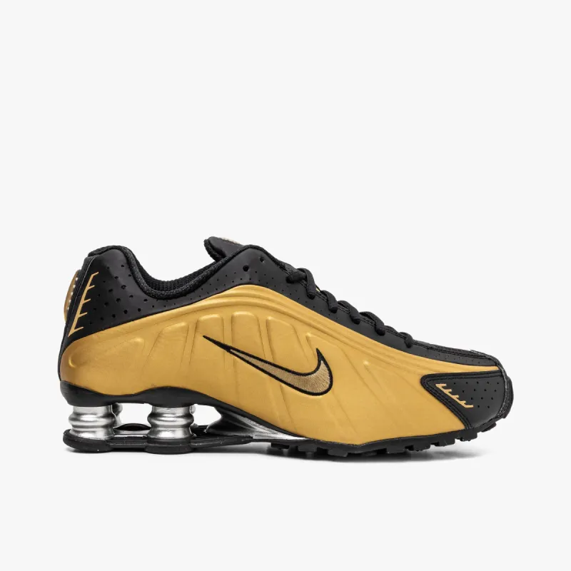 Nike Women's Shox R4 Black / Metallic Gold - Metallic Silver sold by Livestock
